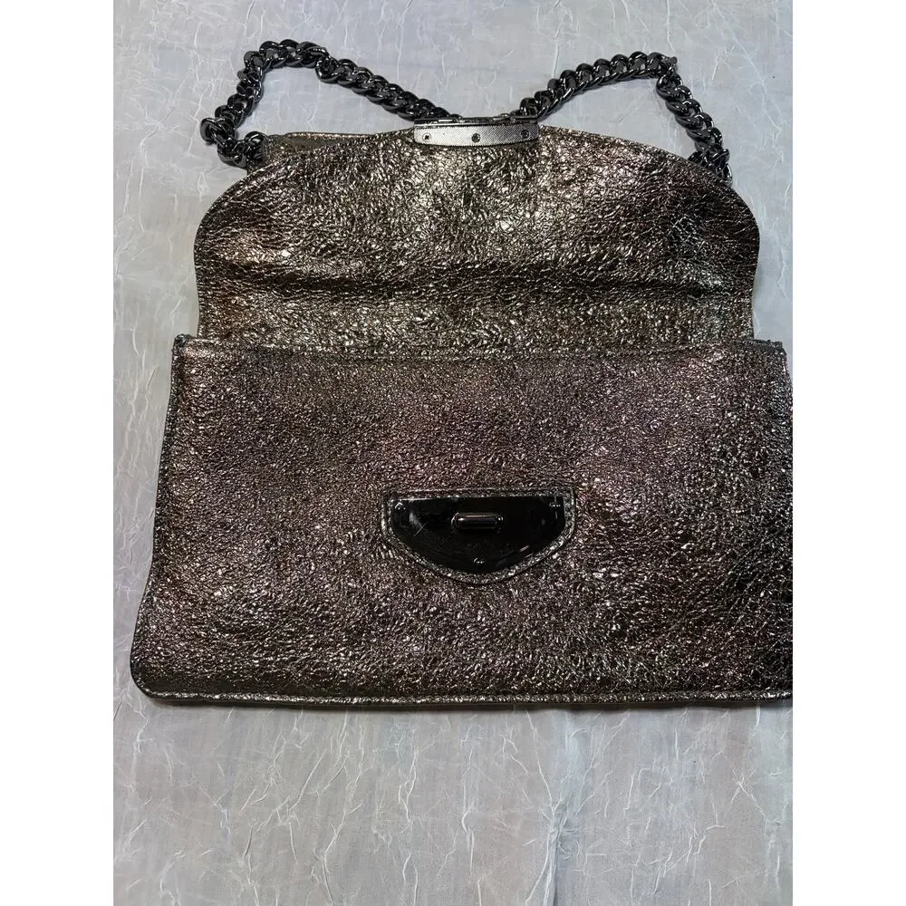 Caterina Lucchi Metallic Bronze Clutch with Chain Shoulder Strap - Picture 2 of 16